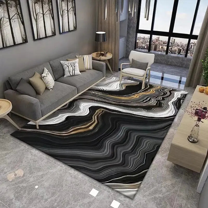 Navak Carpet Teppich mit Marmormuster – weicher Wohnzimmerteppich, rutschfeste, waschbare Bodenmatte für Schlafzimmer, Nachttisch, moderne Wohnkultur