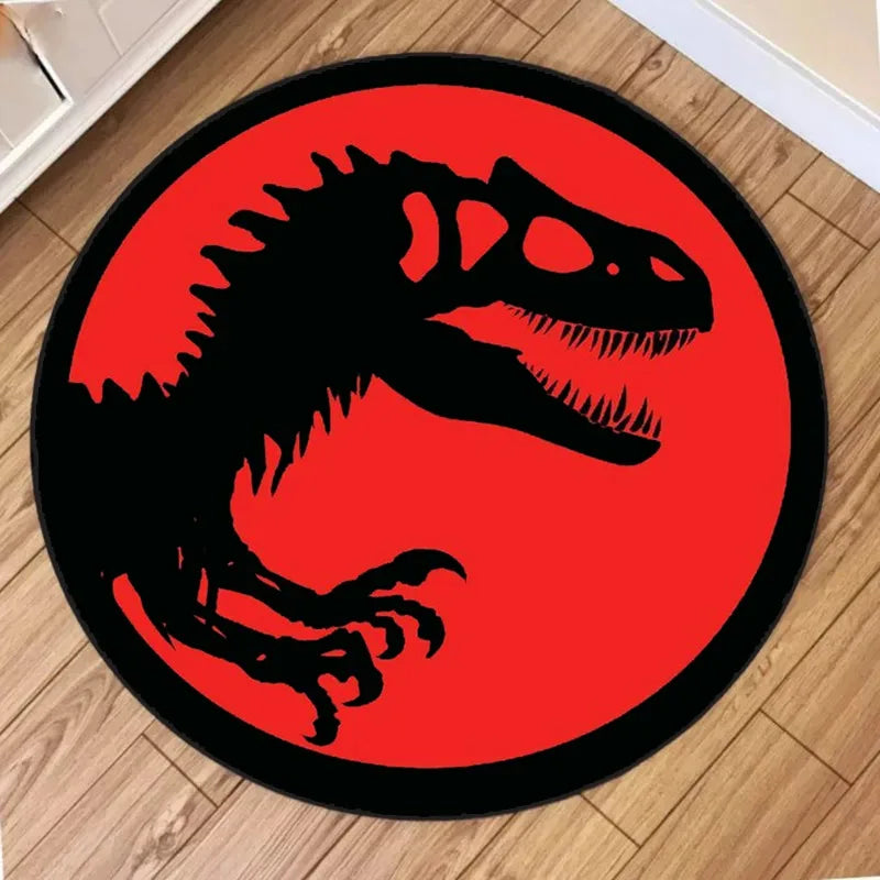 Navak Teppich, Cartoon-Dinosaurier-Druck, runder Teppich, rutschfest, kreisförmig, für Kinder, Schlafzimmer, Dekoration, Zuhause, Wohnzimmer, Sofa, Balkon, Flurmatte