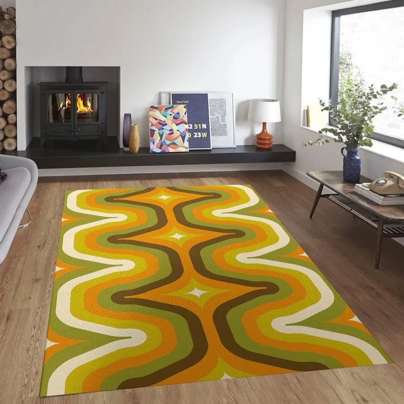Navak Teppich Mid Century Modern Art Teppiche Skandinavischer Stil Wohnzimmer Teppich Retro 70er Jahre Bereich Teppich Neutral Abstrakt Geometrischer Teppich Rutschfest