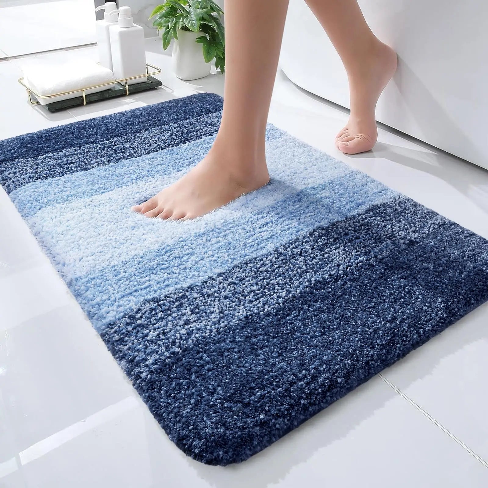 Navak Carpet Kitinjoy Badezimmerteppich, extra weich, saugfähig, Mikrofaser, rutschfest, Plüsch, zottelig, maschinenwaschbar, Badezimmerteppich