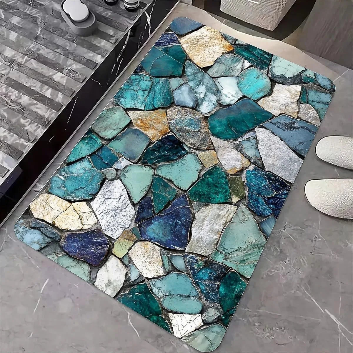 Navak Carpet Modern Simple Stone Kieselgur Badematte Badezimmerteppich Saugfähige rutschfeste Fußmatten Schnelltrocknende Dusch-Toilettenunterlage Fußmatte
