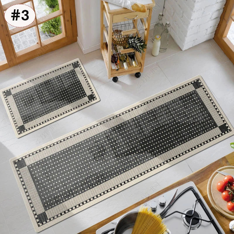 Navak Carpet Exclusive Picks American Light Luxury Wasserabsorbierende, rutschfeste, schmutzabweisende Fußmatte, Vintage-Kristallsamt-Küchentürteppich