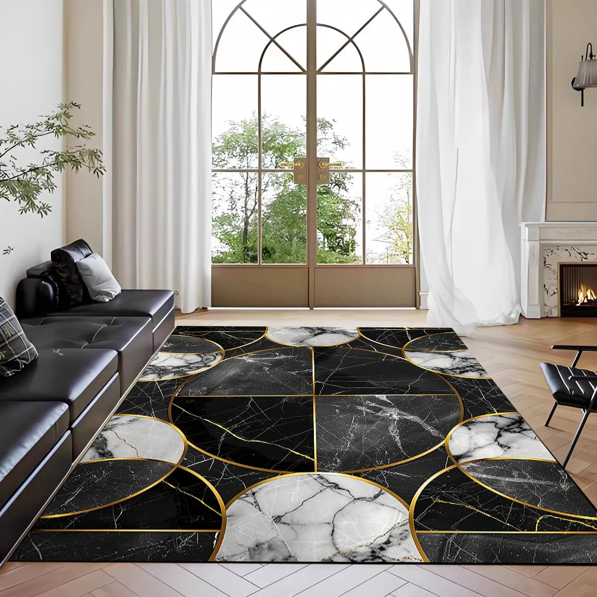 Navak Carpet Teppich mit nordischem Marmordruck, für das Wohnzimmer vor dem Sofa, rutschfeste, moderne Bodenmatte für das Schlafzimmer