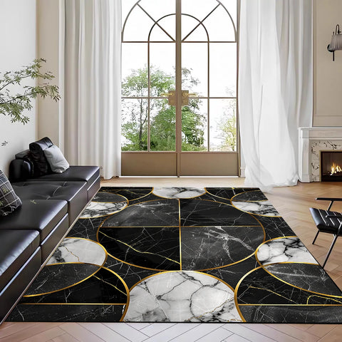 Navak Carpet Teppich mit nordischem Marmordruck, für das Wohnzimmer vor dem Sofa, rutschfeste, moderne Bodenmatte für das Schlafzimmer