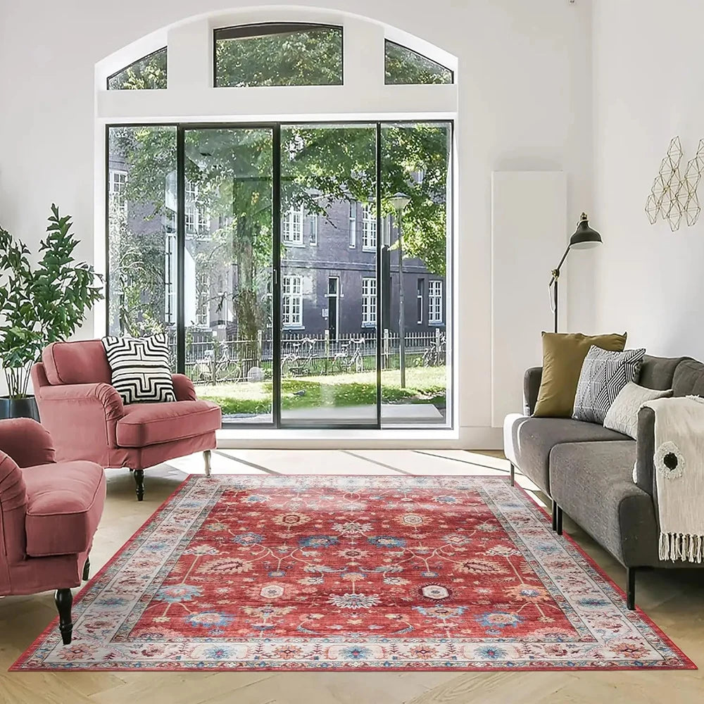 Navak Carpet Exclusive Picks Bohemian Style Loop-Pile Rug - Ultra-Thin, Stain-Resistant, Non-Slip Carpet for Living Room & Office, Soft Floor Mat