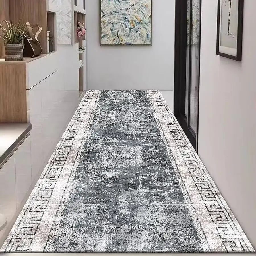 Navak Carpet Nordic Modern High-end Long Hallway Carpet Luxury Grey Corridor Runner Home Decoration Area Rug Hotel Aisle Non-slip Kitchen Mat