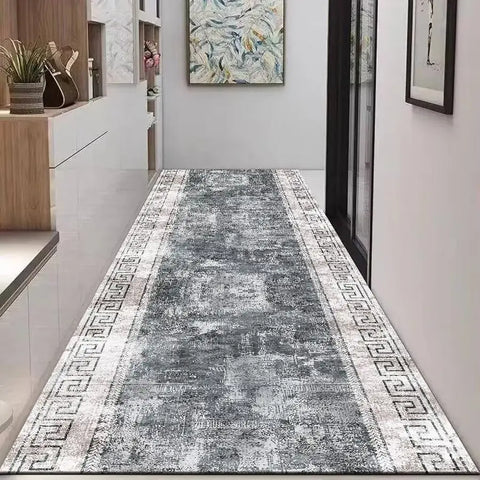 Navak Carpet Nordic Modern High-end Long Hallway Carpet Luxury Grey Corridor Runner Home Decoration Area Rug Hotel Aisle Non-slip Kitchen Mat