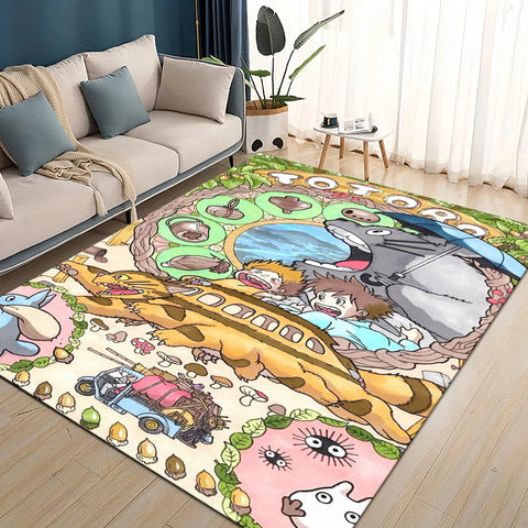 Navak Carpet 3D T-Totoros Cartoon-Teppich, Teppich für Wohnzimmer, Kinderzimmer, Sofa, Fußmatte, Dekoration, rutschfeste Bodenmatte für Kinder