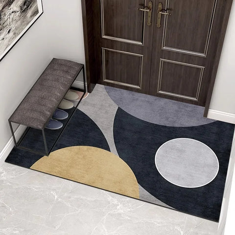 Navak Teppich, europäischer Stil, geometrisches Muster, rund, für Wohnzimmer, Sofa, Schlafzimmer, Arbeitszimmer, Küche, Eingangsbereich, Fußmatte, rutschfest, modischer Dekorteppich