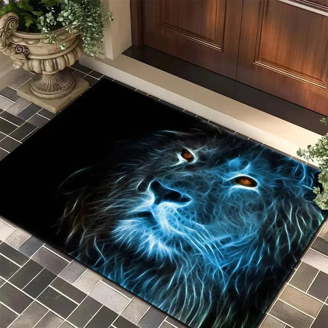 Navak Carpet Exclusive Picks Kristallflor-Teppich mit Zoo-Löwe, für Wohnzimmer, Schlafzimmer, Badezimmer, Eingangsbereich, waschbar, schmutzabweisend, rechteckige Teppiche