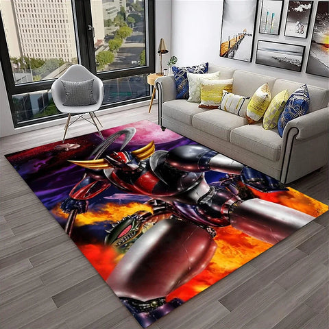 Navak Teppich, 3D-Cartoon-UFO-Roboter Grendizer, Anime-Teppich für Zuhause, Wohnzimmer, Schlafzimmer, Sofa, Fußmatte, Dekor, Kinderbereich, rutschfeste Bodenmatte