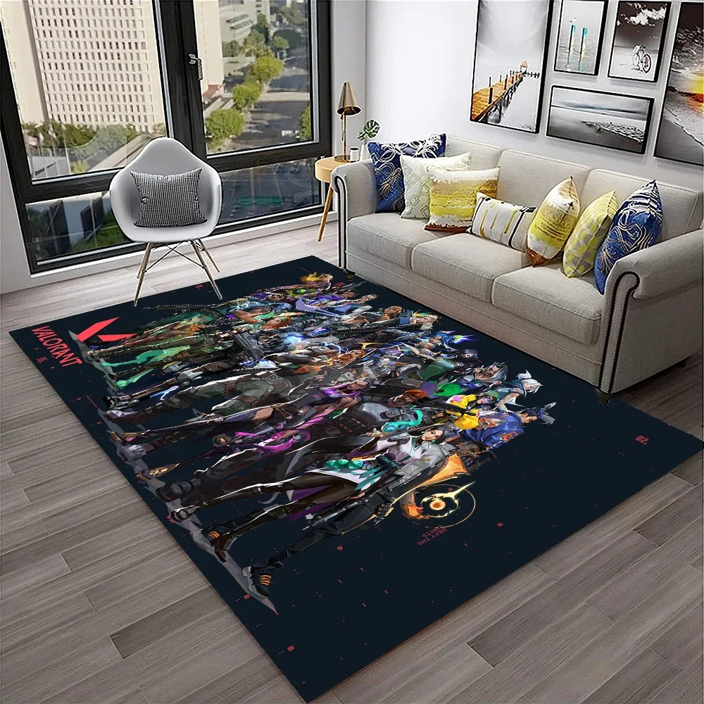 Navak Carpet VALORANT Game Gamer Cartoon 3D Carpet Rug for Home Living Room Bedroom Sofa Doormat Decor,kids Play Area Rug Non-slip Floor Mat