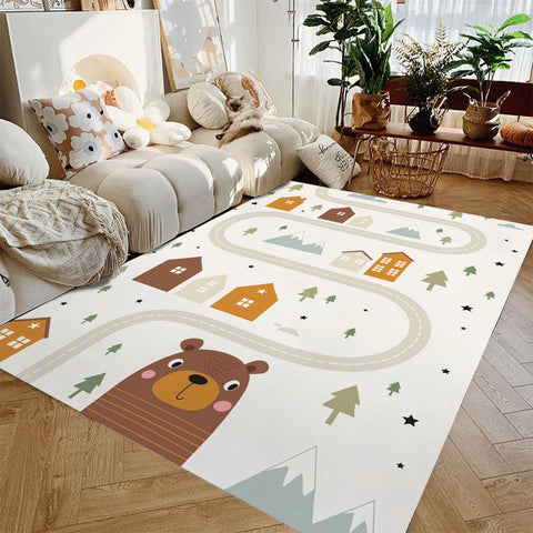Navak Teppich Kinder Spielmatte, rutschfeste Flanell-Teppiche für Kinderzimmer, Zuhause, Wohnzimmer, Schlafzimmer, Küche, Teppich, maschinenwaschbare Bodenmatte