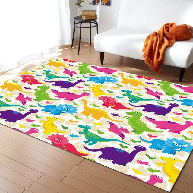 Navak Teppich, Cartoon-Dinosaurier-Teppich, Dino-Teppich, rutschfeste Dinosaurier-Bodenmatte für Spielzimmer, Klassenzimmer, Kinderzimmer-Dekor, Krabbelmatte für Kinder