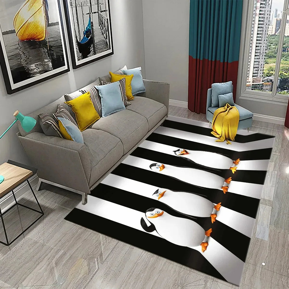 Navak Carpet Antarctica Penguin Pattern Carpet Lovely Animal Design Living Room Bedroom And Bathroom Non-Slip Carpet