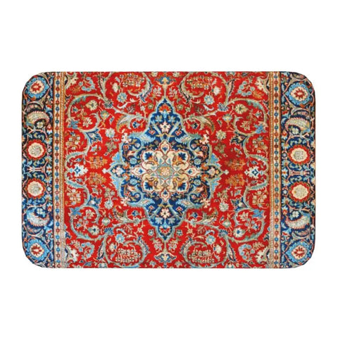 Navak Teppich, blau, antik, persischer Isfahan-Seidenteppich mit Tieren, Eingangsmatte, Stammes-Ethno-Blumenmuster, Badematte, Teppich