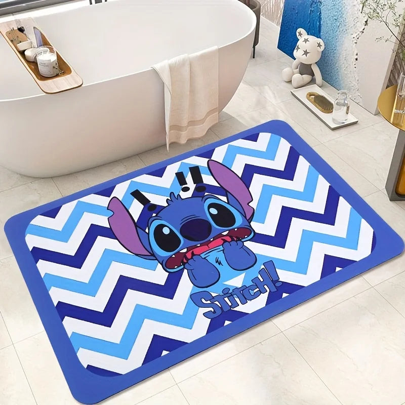 Navak Carpet Daily Picks Disney Stitch, rutschfeste, saugfähige Fußmatten für Badezimmer, Schlafzimmer, Wohnzimmer, Küche, Teppiche, Kieselalgen-Schlamm-Teppich für Heimdekoration