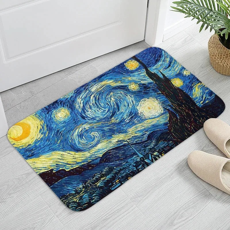 Navak Teppich MINOSO Van Gogh Kunst Fußmatte Ölgemälde Stil Teppich Bodenmatte Willkommensmatte Türmatte Eingang Küche Teppich Outdoor Teppich Anime Teppich