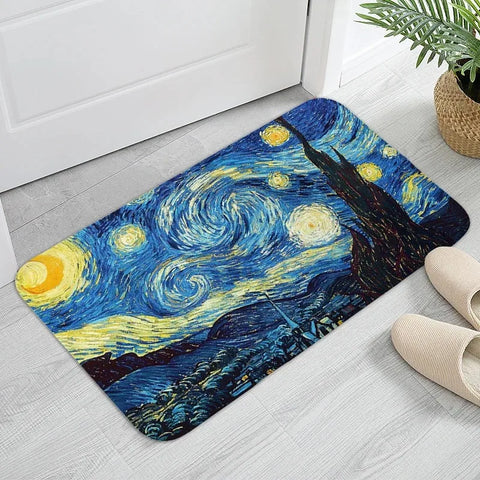 Navak Teppich MINOSO Van Gogh Kunst Fußmatte Ölgemälde Stil Teppich Bodenmatte Willkommensmatte Türmatte Eingang Küche Teppich Outdoor Teppich Anime Teppich