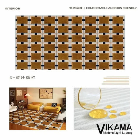 Navak Carpet Exclusive Picks Schlingenflor-Teppich, leicht, luxuriös, kariert, für Wohnzimmer, Schlafzimmer, Sofa, großer Teppich, rutschfest, waschbar, Heimdekoration