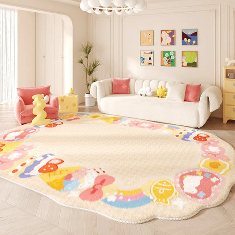 Navak Teppich Unregelmäßige Form Teppiche für Wohnzimmer Rosa Schlafzimmer Dekor Teppich Flauschig Weich Kinderzimmer Teppich Haushalt Verdickte Bodenmatte