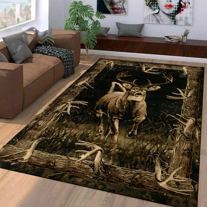 Navak Teppich 15 Größen Flagge Hirsch Muster Teppich Teppich für Wohnzimmer Badezimmer Matte Kreative Fußmatte Teppich für Schlafzimmer Wohnkultur Alfombras Cool
