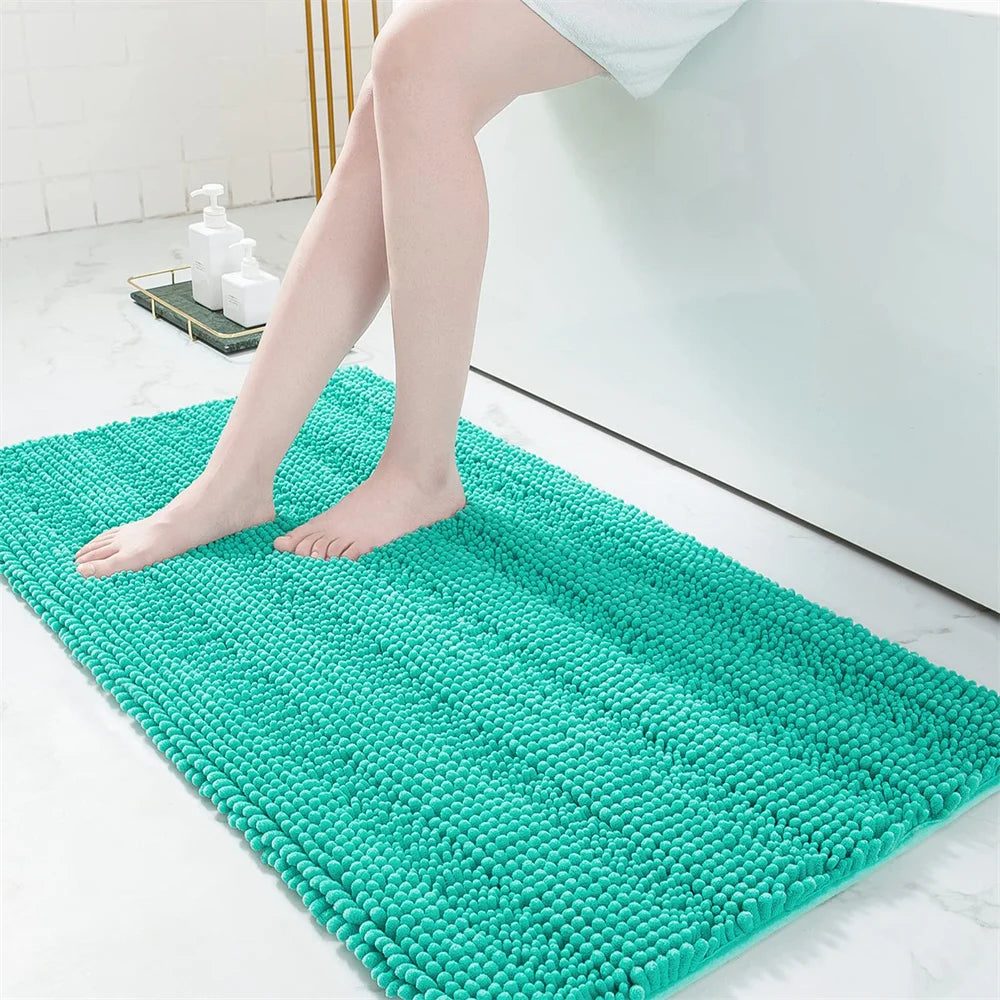 Navak Carpet Olanly Chenille-Badezimmerteppich, extra weich, zottelige Badematte, rutschfeste Badezimmer-Bodenmatte, wasserabsorbierende Plüsch-Mikrofaser-Teppiche für die Dusche
