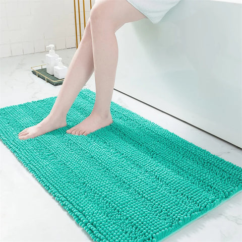 Navak Carpet Olanly Chenille-Badezimmerteppich, extra weich, zottelige Badematte, rutschfeste Badezimmer-Bodenmatte, wasserabsorbierende Plüsch-Mikrofaser-Teppiche für die Dusche