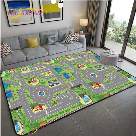 Navak Teppich Alfombra Straßenverkehrsroutenkarte Teppich Wohnzimmer Sofa Couchtisch Schlafzimmer Teppiche Küche Kinderspiel Anti-Rutsch-Bodenmatte Wohnkultur