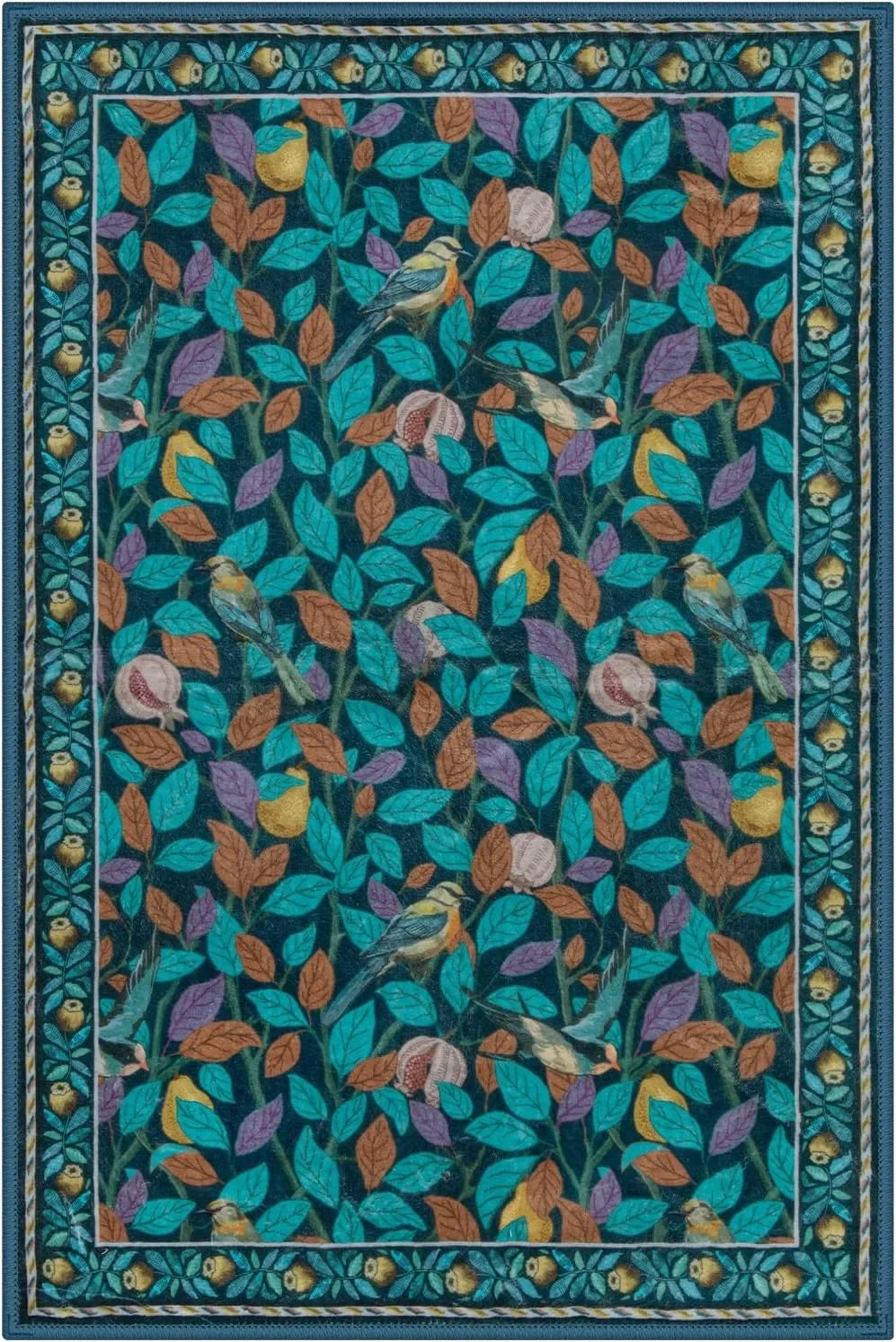 Navak Carpet Green Plant Retro Area Rug – Rutschfester, maschinenwaschbarer Wohnzimmerteppich, weiche, große Bodenmatte für die Heimdekoration im Schlafzimmer