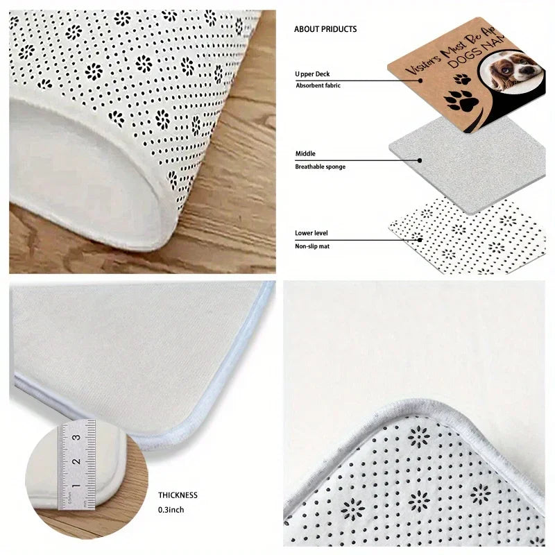 Navak Carpet 1-teilige Eingangsmatte mit Cartoon-Welpen-Design – schnelltrocknende, rutschfeste Polyester-Fußmatte mit Pfotenabdruck für den Innen- und Außenbereich