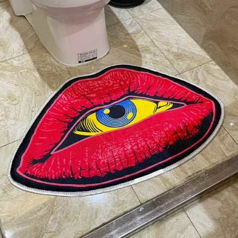 Navak Teppich Red Lip Devil Eye Teppich Hochwertiger Plüsch Rutschfester Teppich Badezimmer Flauschige Verdickungsmatte Schlafzimmer Wohnzimmer Dekoration Teppich