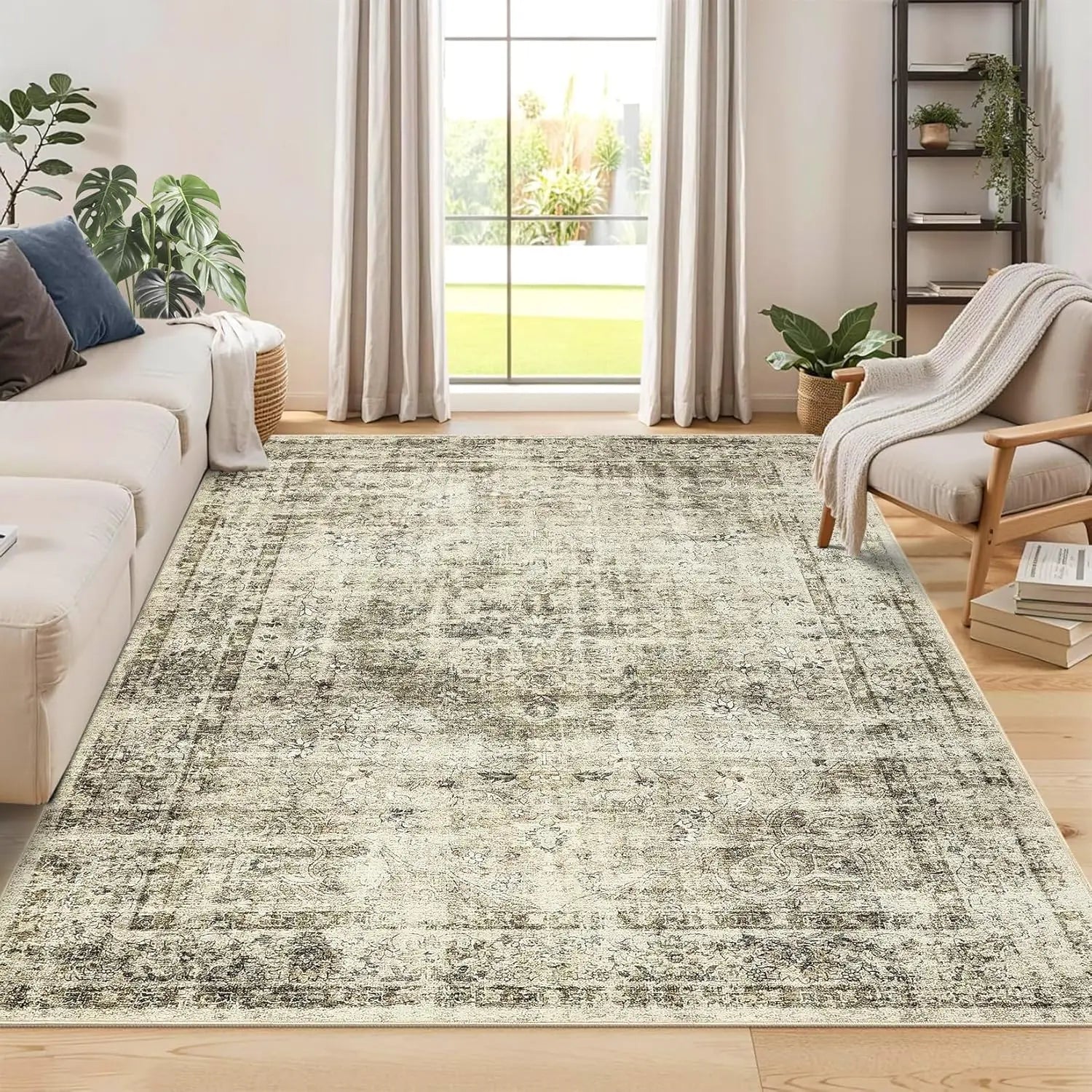 Navak Carpet Washable Area Rug Stain-Resistant Throw Rug Indoor Carpet with Non-Slip Backing Foldable Floor Cover for Living Room, Bedroom