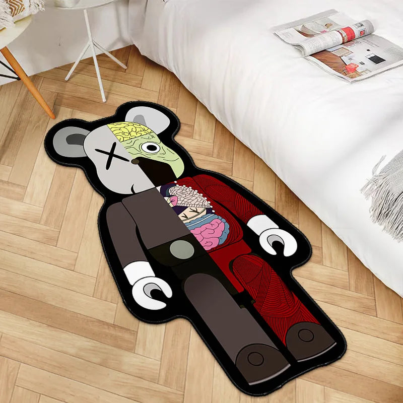 Navak Teppich, unregelmäßiger Cartoon-Bearbricks-Teppich, mehrfarbig, Gewaltbär-Teppich für Schlafzimmer, Nachttisch, rutschfest, modisch, für Zuhause, Bodenmatte