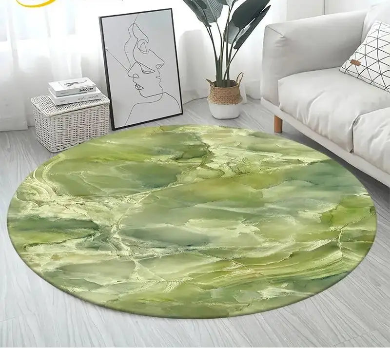 Navak Carpet Nordic Colour Green Gold White Marble Round Carpet Balcony Floor Mat Bathroom Living Room Home Yoga Coffee Mats Home Decor Rug