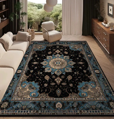 Navak Teppich, Teppich für Wohnzimmer, persische Retro-Dekoration, Zuhause, Schlafzimmer, Nachttisch, weiche, rutschfeste Matte, Boden, Lounge, leicht zu reinigen, flauschiger Plüschteppich