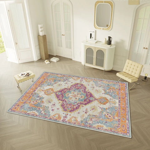 Navak Teppich, persischer Retro-Stil, Wohnzimmerteppich, leichte Luxusdekoration, Zuhause, leicht zu reinigende Bodenmatte, Schlafzimmer, Garderobe, rutschfester, waschbarer Teppich