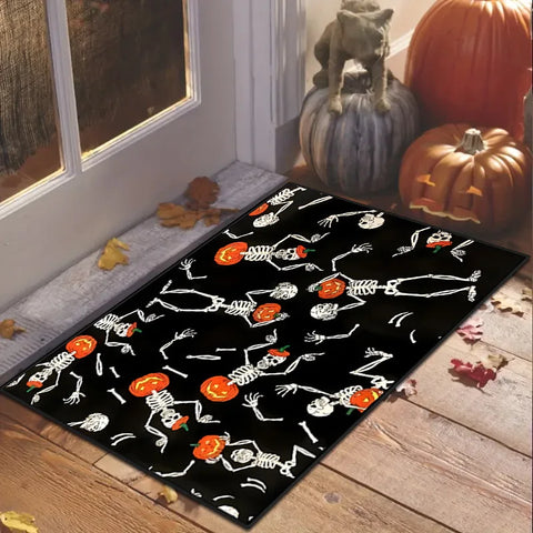Navak Carpet Scandinavian Gothic Skeleton Floor Mat Entrance Outdoor Rug Absorbent Dirty Resistant Carpet Doormat Machine Washable Bedroom