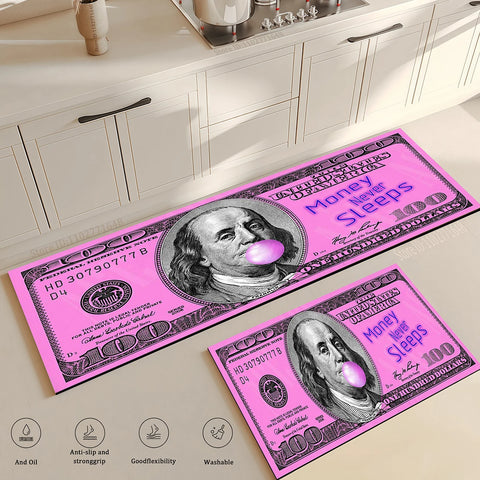 Navak Teppich Schwarz Gold 100 Dollar Bill Geld Küche Bodenmatte Home Fußmatte Korridor Balkon Lange Teppiche Nachttisch Rutschfester Saugfähiger Teppich