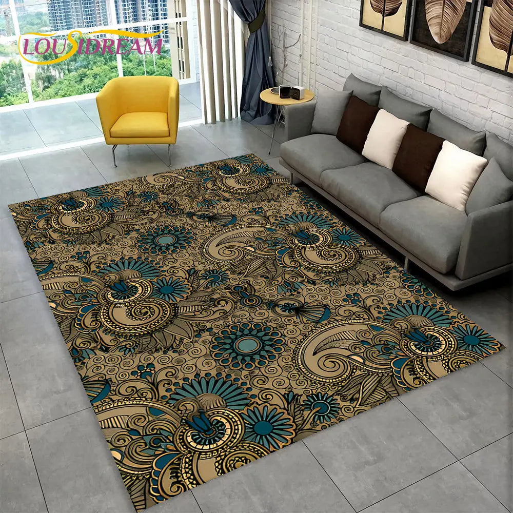 Navak Carpet Bohemia Mandala Geometrischer Teppich, Teppich für Zuhause, Wohnzimmer, Schlafzimmer, Sofa, Fußmatte, Küchendekor, rutschfeste Fußmatten für Kinder