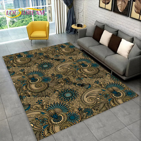 Navak Carpet Bohemia Mandala Geometrischer Teppich, Teppich für Zuhause, Wohnzimmer, Schlafzimmer, Sofa, Fußmatte, Küchendekor, rutschfeste Fußmatten für Kinder