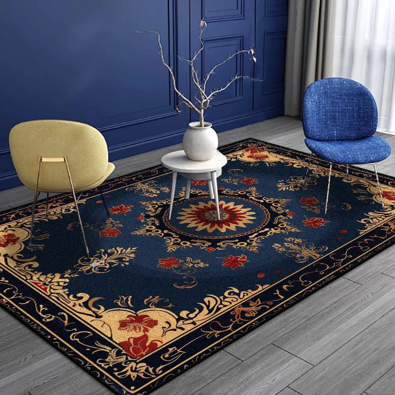 Navak Teppich im persischen Stil, luxuriöser Teppich für Wohnzimmer, Senior, rutschfest, goldener Rand, Schlafzimmer-Dekoration, weich, leicht zu reinigen, Eingangstürmatte