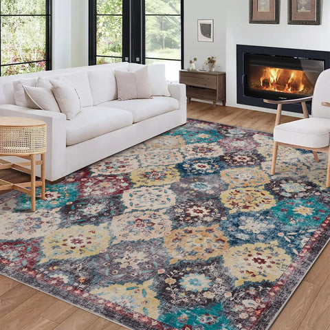Navak Carpet Großer Vintage-Perserteppich – maschinenwaschbar, rechteckig, weich, für Wohnzimmer, Schlafzimmer, Küche, Büro, rutschfest, nicht rutschend