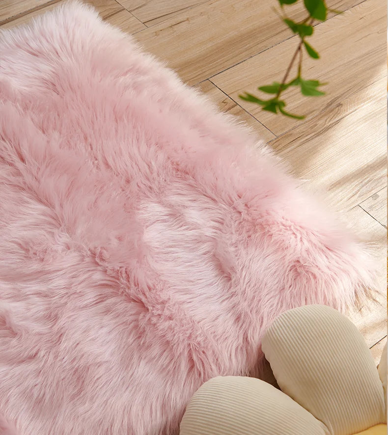 Navak Teppich, Kunstfell-Teppich, rosa, für Kinder, für Mädchen, Schlafzimmer, Nachttisch, Wohnzimmer, flauschig, pelzig, zottelig, Bodenmatten, Heimdekoration