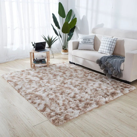 Navak Teppich, weicher, langer Plüschteppich für Schlafzimmer, Wohnzimmer, flauschige Teppichmatten mit Farbverlauf, Batik-Bodenteppiche, Erkerfenster, Heimdekoration