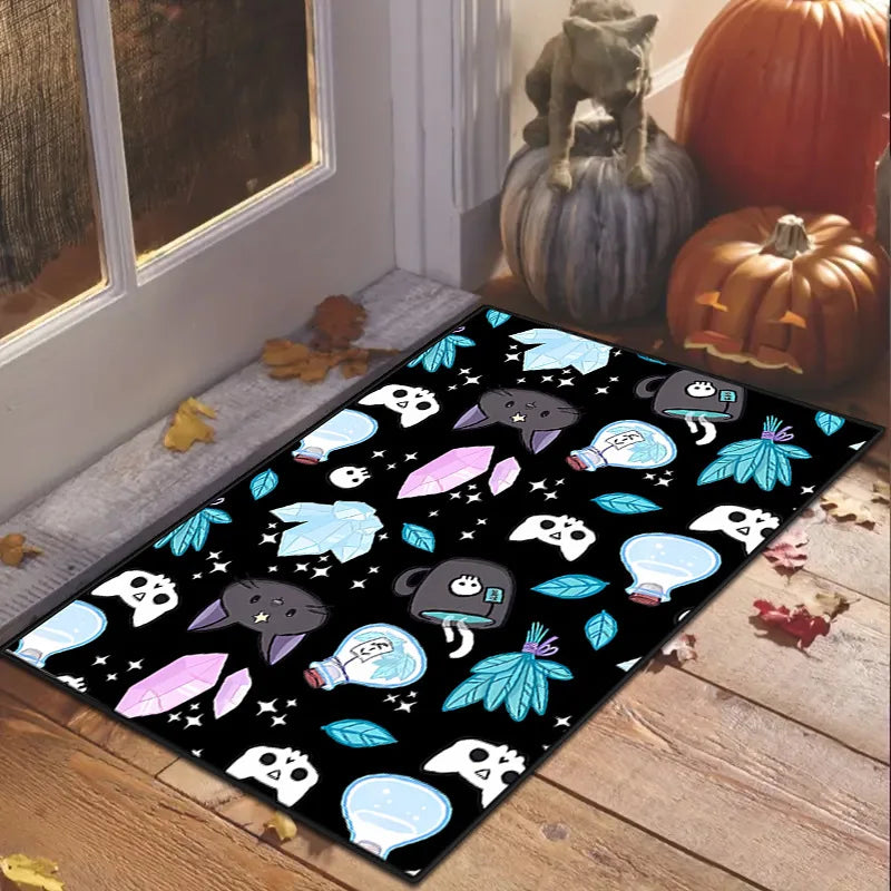 Navak Carpet Scandinavian Gothic Skeleton Floor Mat Entrance Outdoor Rug Absorbent Dirty Resistant Carpet Doormat Machine Washable Bedroom