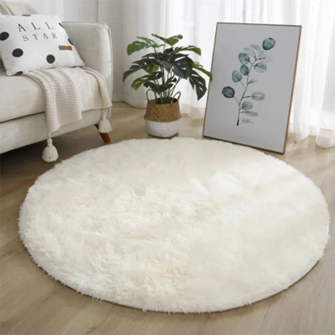 Navak Teppich, superweicher Plüsch, runder Teppich, flauschige weiße Teppiche für Wohnzimmer, Heimdekoration, Schlafzimmer, Kinderzimmer, Dekoration, Salon, dicker Florteppich