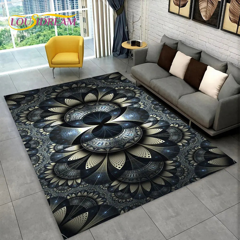 Navak Carpet Bohemia Mandala Geometrischer Teppich, Teppich für Zuhause, Wohnzimmer, Schlafzimmer, Sofa, Fußmatte, Küchendekor, rutschfeste Fußmatten für Kinder