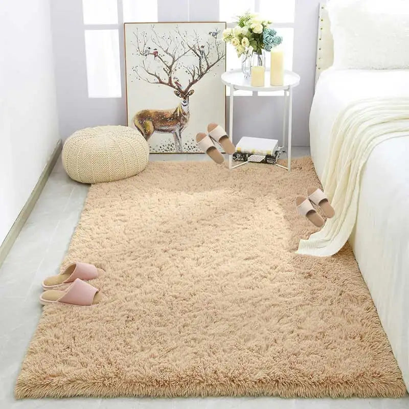 Navak Teppich Shag Wohnzimmer Seidenwolle Teppich Home Schlafzimmer Bett Vollbodenmatte Nordisches Sofa Rutschfeste Matte Einfaches Windplüschkissen