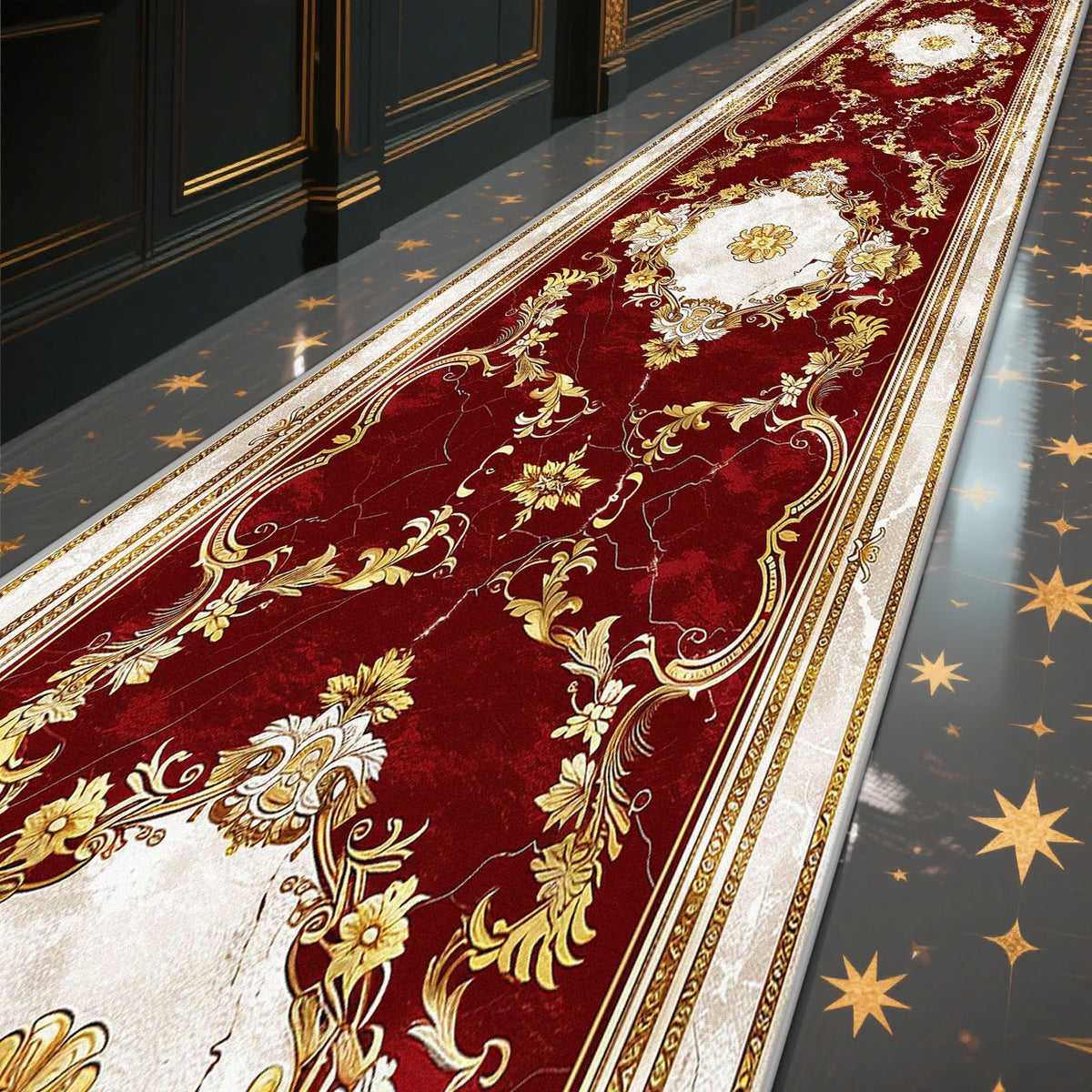 Navak CarpetLuxury Marmor-Korridor-Teppich, Hotelflur-Läufer, Dekorationsteppiche, Wohnzimmer-Gang, waschbar, rutschfeste Bodenmatte, anpassbar